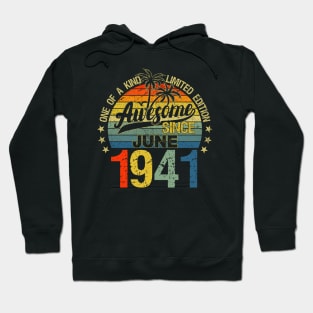 Vintage 81 Years Old June 1941 Decorations 81st Birthday Hoodie